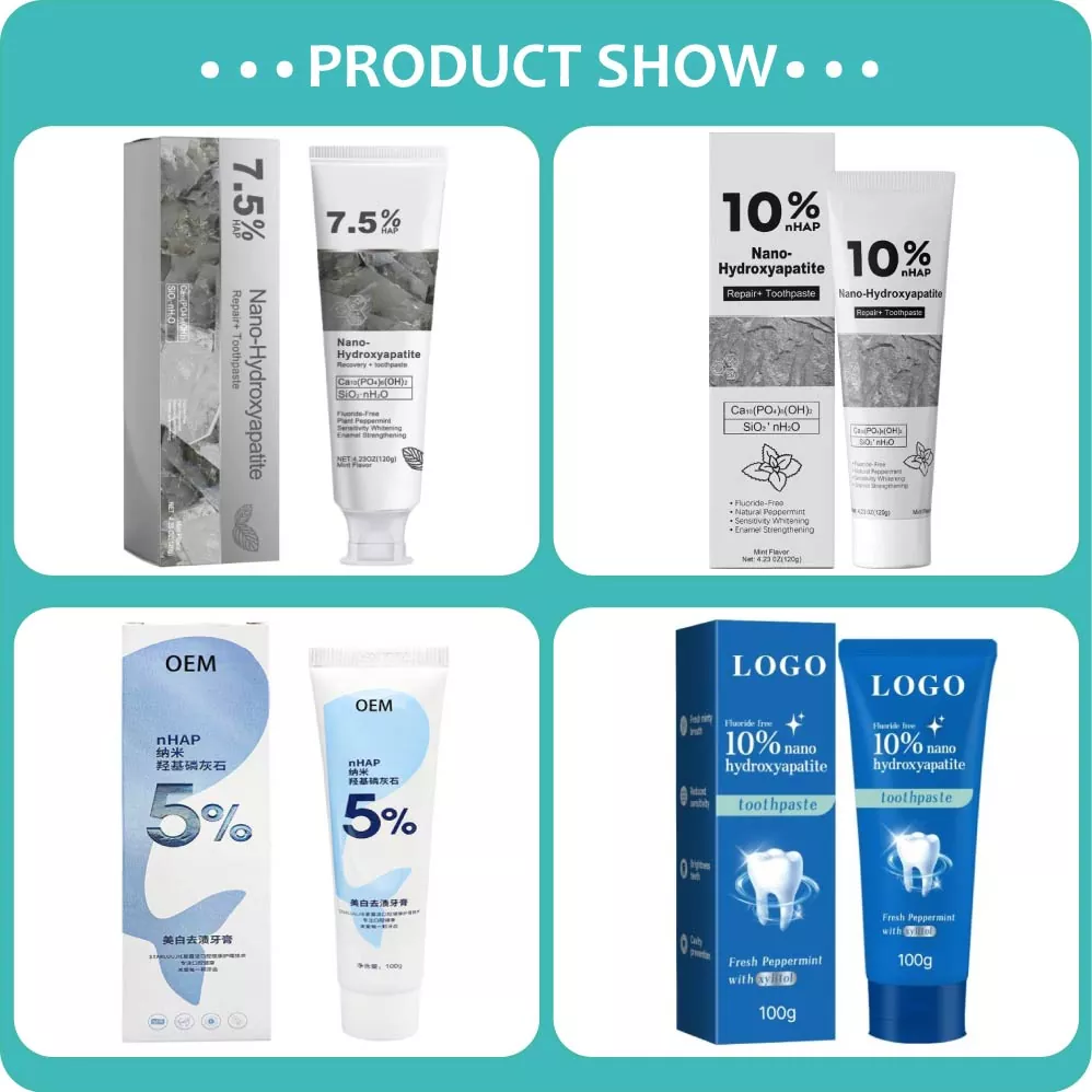 Nano Hydroxyapatite Toothpaste gray paste product display